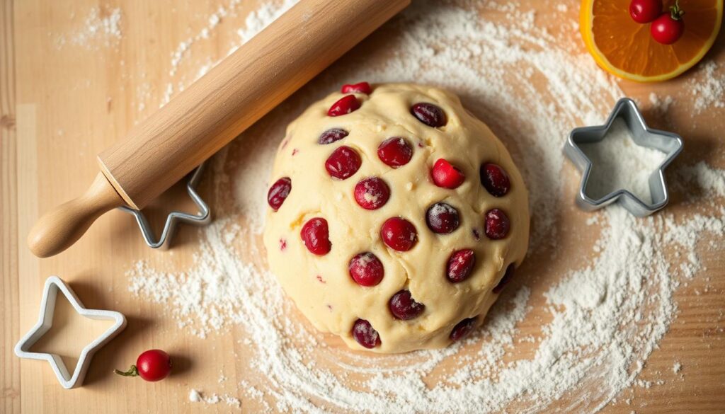 cranberry orange shortbread dough