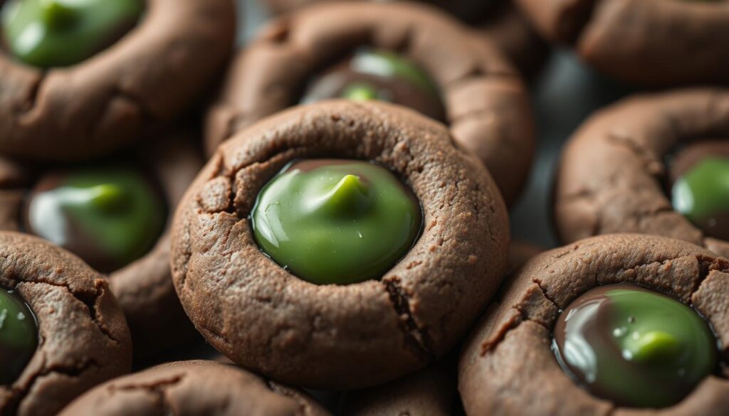 mint chocolate thumbprint cookies
