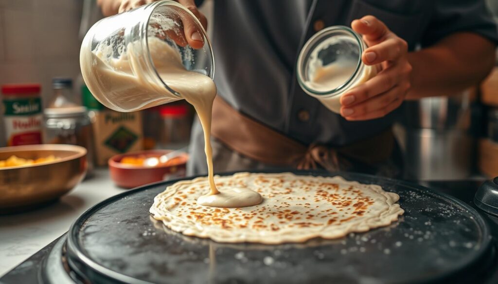 Instant Rava Dosa cooking technique