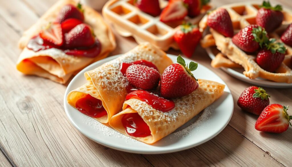 strawberry crepes and waffles strawberry crepes and waffles